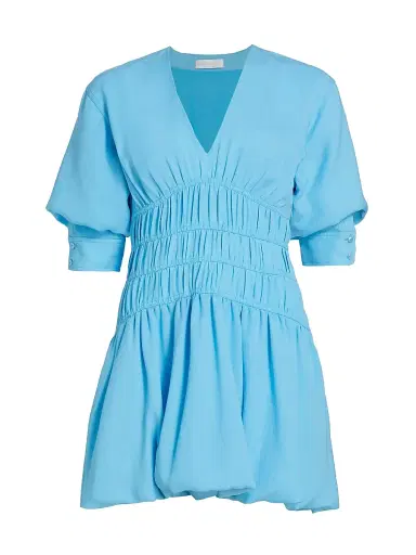 SIMKHAI Women's Diem Gauze Bubble-Hem Minidress - Capri | Thumbnail 1 SIMKHAI Women's Diem Gauze Bubble-Hem Minidress - Capri | Thumbnail 1