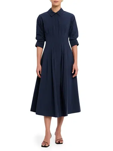 Simkhai Women's Jazz Core Cotton Poplin Pintuck Midi-Dress - Dark Blue - Size XS | Thumbnail 3 Simkhai Women's Jazz Core Cotton Poplin Pintuck Midi-Dress - Dark Blue - Size XS | Thumbnail 3