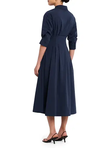 Simkhai Women's Jazz Core Cotton Poplin Pintuck Midi-Dress - Dark Blue - Size XS | Thumbnail 4 Simkhai Women's Jazz Core Cotton Poplin Pintuck Midi-Dress - Dark Blue - Size XS | Thumbnail 4