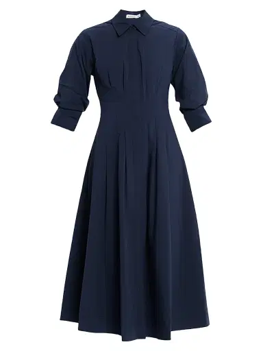 Simkhai Women's Jazz Core Cotton Poplin Pintuck Midi-Dress - Dark Blue - Size XS | Thumbnail 1 Simkhai Women's Jazz Core Cotton Poplin Pintuck Midi-Dress - Dark Blue - Size XS | Thumbnail 1