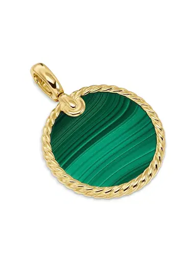 David Yurman Women's DY Elements Disc Pendant in 18K Yellow Gold - Malachite | Thumbnail 3 David Yurman Women's DY Elements Disc Pendant in 18K Yellow Gold - Malachite | Thumbnail 3