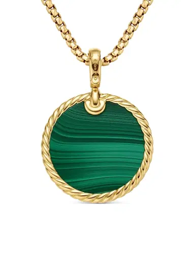 David Yurman Women's DY Elements Disc Pendant in 18K Yellow Gold - Malachite | Thumbnail 4 David Yurman Women's DY Elements Disc Pendant in 18K Yellow Gold - Malachite | Thumbnail 4