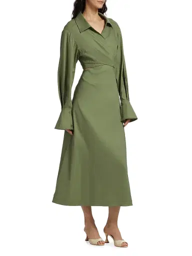SIMKHAI Women's Giulia Linen-Blend Wrap Maxi Dress - Verde | Thumbnail 4 SIMKHAI Women's Giulia Linen-Blend Wrap Maxi Dress - Verde | Thumbnail 4