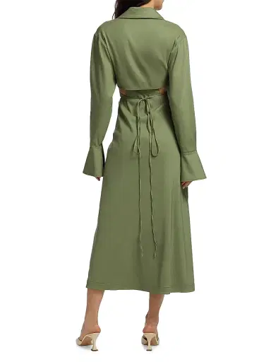 SIMKHAI Women's Giulia Linen-Blend Wrap Maxi Dress - Verde | Thumbnail 5 SIMKHAI Women's Giulia Linen-Blend Wrap Maxi Dress - Verde | Thumbnail 5