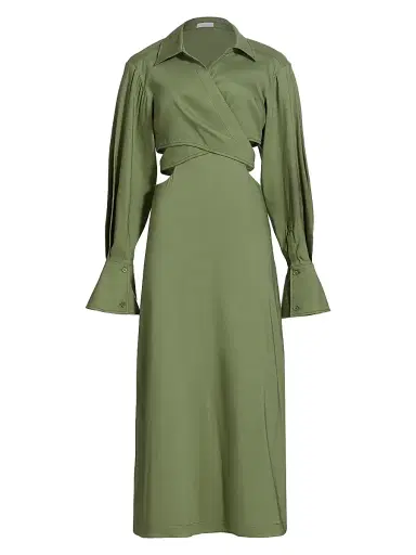SIMKHAI Women's Giulia Linen-Blend Wrap Maxi Dress - Verde | Thumbnail 1 SIMKHAI Women's Giulia Linen-Blend Wrap Maxi Dress - Verde | Thumbnail 1