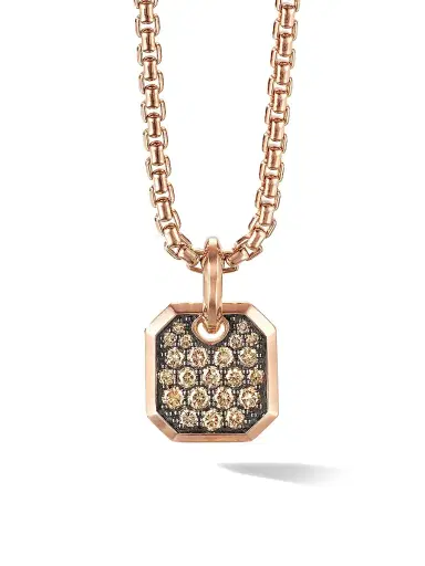 David Yurman Men's Roman Amulet in 18K Rose Gold - Cognac Diamond | Thumbnail 1 David Yurman Men's Roman Amulet in 18K Rose Gold - Cognac Diamond | Thumbnail 1