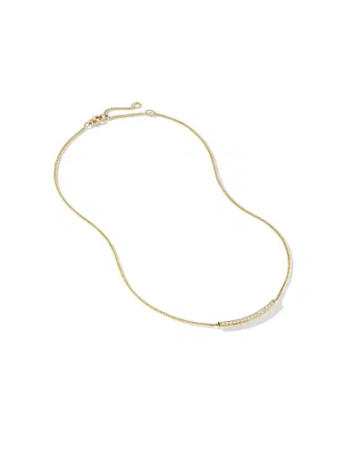 David Yurman Women's Petite Pavé Bar Necklace in 18K Yellow Gold - Diamond | Thumbnail 2 David Yurman Women's Petite Pavé Bar Necklace in 18K Yellow Gold - Diamond | Thumbnail 2