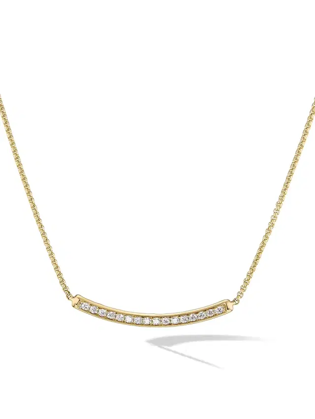 Women's Petite Pavé Bar Necklace in 18K Yellow Gold - Diamond Women's Petite Pavé Bar Necklace in 18K Yellow Gold - Diamond