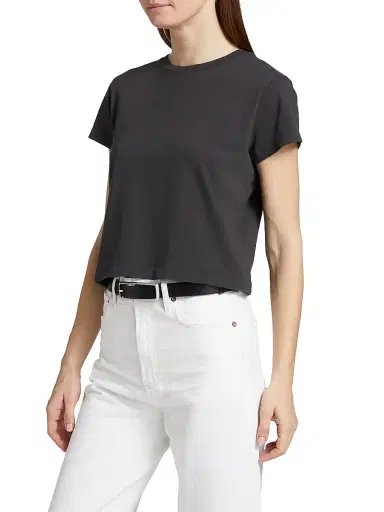 AGOLDE Women's Adine Shrunked T-Shirt - Shade Dark Grey | Thumbnail 4 AGOLDE Women's Adine Shrunked T-Shirt - Shade Dark Grey | Thumbnail 4