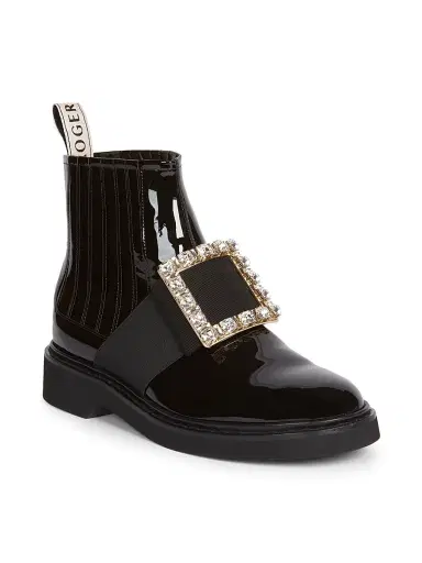 Roger Vivier Women's Viv Rangers Strass Patent Leather Chelsea Boots | Thumbnail 2 Roger Vivier Women's Viv Rangers Strass Patent Leather Chelsea Boots | Thumbnail 2