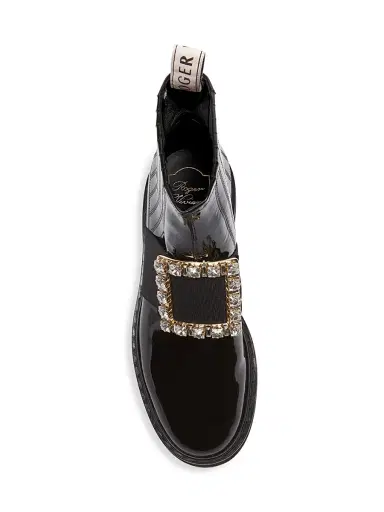 Roger Vivier Women's Viv Rangers Strass Patent Leather Chelsea Boots | Thumbnail 5 Roger Vivier Women's Viv Rangers Strass Patent Leather Chelsea Boots | Thumbnail 5