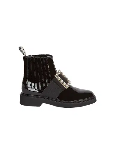 Roger Vivier Women's Viv Rangers Strass Patent Leather Chelsea Boots | Thumbnail 1 Roger Vivier Women's Viv Rangers Strass Patent Leather Chelsea Boots | Thumbnail 1