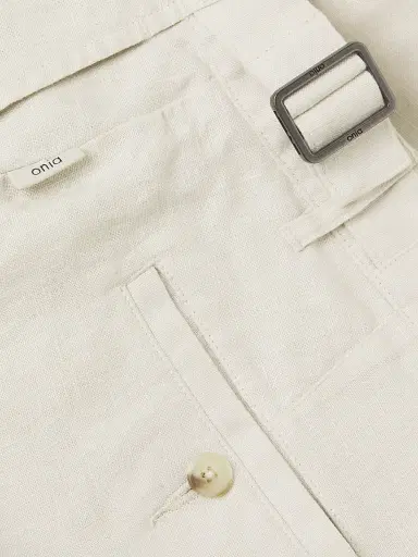 Onia Men's Linen Fixed-Waist Shorts - Stone | Thumbnail 6 Onia Men's Linen Fixed-Waist Shorts - Stone | Thumbnail 6