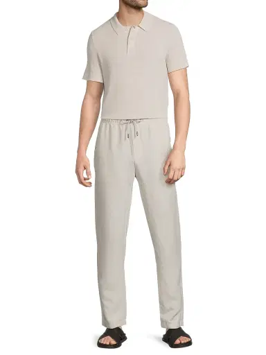 Onia Men's Textured Knit Polo Shirt - Stone | Thumbnail 2 Onia Men's Textured Knit Polo Shirt - Stone | Thumbnail 2