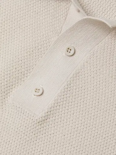 Onia Men's Textured Knit Polo Shirt - Stone | Thumbnail 6 Onia Men's Textured Knit Polo Shirt - Stone | Thumbnail 6