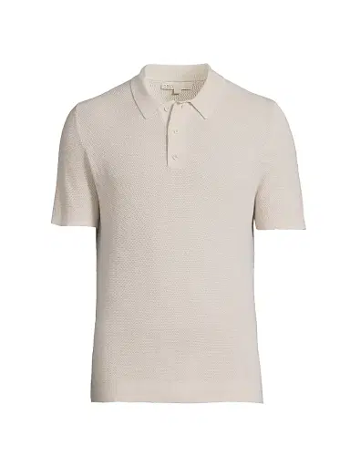 Onia Men's Textured Knit Polo Shirt - Stone | Thumbnail 1 Onia Men's Textured Knit Polo Shirt - Stone | Thumbnail 1
