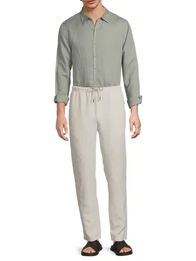 Onia Men's Air Linen Long-Sleeve Shirt - Sage | Thumbnail 2 Onia Men's Air Linen Long-Sleeve Shirt - Sage | Thumbnail 2