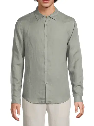 Onia Men's Air Linen Long-Sleeve Shirt - Sage | Thumbnail 3 Onia Men's Air Linen Long-Sleeve Shirt - Sage | Thumbnail 3