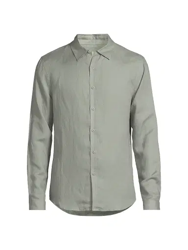 Onia Men's Air Linen Long-Sleeve Shirt - Sage | Thumbnail 1 Onia Men's Air Linen Long-Sleeve Shirt - Sage | Thumbnail 1