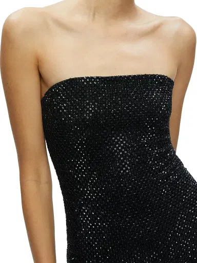 Alice + Olivia Women's Leia Embellished Mesh Strapless Minidress - Black | Thumbnail 6 Alice + Olivia Women's Leia Embellished Mesh Strapless Minidress - Black | Thumbnail 6