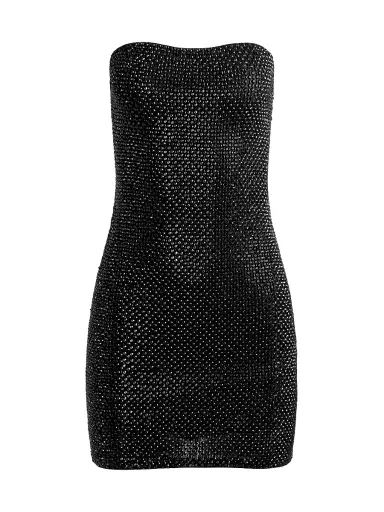 Alice + Olivia Women's Leia Embellished Mesh Strapless Minidress - Black | Thumbnail 1 Alice + Olivia Women's Leia Embellished Mesh Strapless Minidress - Black | Thumbnail 1