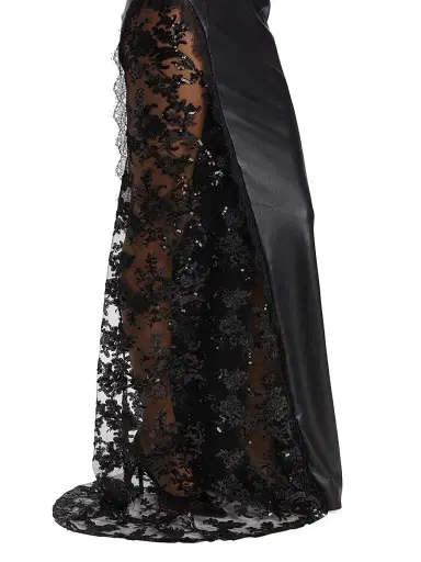 ALICE + OLIVIA Women's Retha Strapless Vegan Leather & Sequined Gown - Black | Thumbnail 6 ALICE + OLIVIA Women's Retha Strapless Vegan Leather & Sequined Gown - Black | Thumbnail 6
