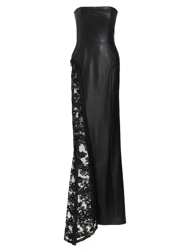 ALICE + OLIVIA Women's Retha Strapless Vegan Leather & Sequined Gown - Black | Thumbnail 1 ALICE + OLIVIA Women's Retha Strapless Vegan Leather & Sequined Gown - Black | Thumbnail 1