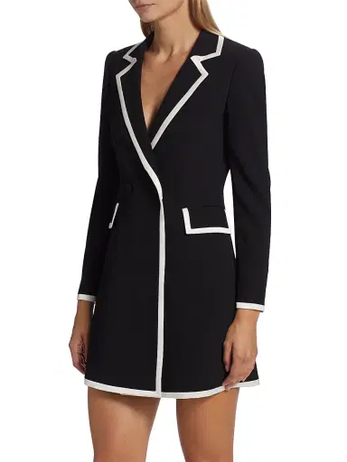 ALICE + OLIVIA Women's Kyrie Piped Tuxedo Dress - Black Off White | Thumbnail 4 ALICE + OLIVIA Women's Kyrie Piped Tuxedo Dress - Black Off White | Thumbnail 4