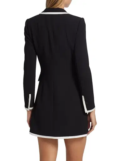 ALICE + OLIVIA Women's Kyrie Piped Tuxedo Dress - Black Off White | Thumbnail 5 ALICE + OLIVIA Women's Kyrie Piped Tuxedo Dress - Black Off White | Thumbnail 5