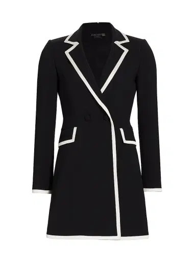 ALICE + OLIVIA Women's Kyrie Piped Tuxedo Dress - Black Off White | Thumbnail 1 ALICE + OLIVIA Women's Kyrie Piped Tuxedo Dress - Black Off White | Thumbnail 1