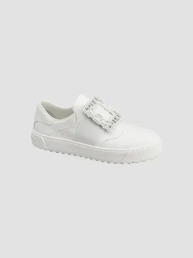 Roger Vivier Women's Viv Golf Embellished-Buckle Slip-On Sneakers - Bianco | Thumbnail 2 Roger Vivier Women's Viv Golf Embellished-Buckle Slip-On Sneakers - Bianco | Thumbnail 2