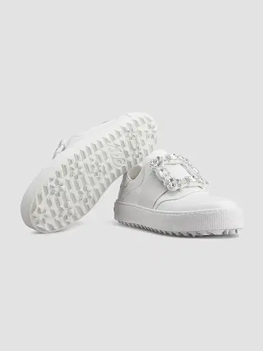 Roger Vivier Women's Viv Golf Embellished-Buckle Slip-On Sneakers - Bianco | Thumbnail 5 Roger Vivier Women's Viv Golf Embellished-Buckle Slip-On Sneakers - Bianco | Thumbnail 5