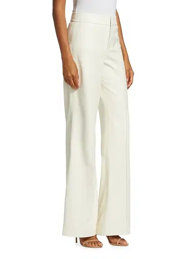 ALICE + OLIVIA Women's Dylan Faux Leather Flare Trousers - Ecru | Thumbnail 4 ALICE + OLIVIA Women's Dylan Faux Leather Flare Trousers - Ecru | Thumbnail 4