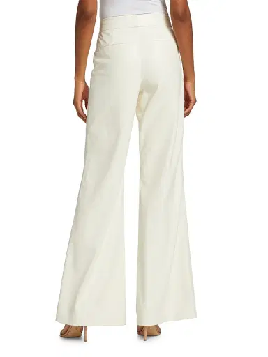 ALICE + OLIVIA Women's Dylan Faux Leather Flare Trousers - Ecru | Thumbnail 5 ALICE + OLIVIA Women's Dylan Faux Leather Flare Trousers - Ecru | Thumbnail 5