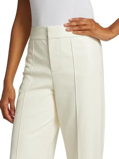 ALICE + OLIVIA Women's Dylan Faux Leather Flare Trousers - Ecru | Thumbnail 6 ALICE + OLIVIA Women's Dylan Faux Leather Flare Trousers - Ecru | Thumbnail 6