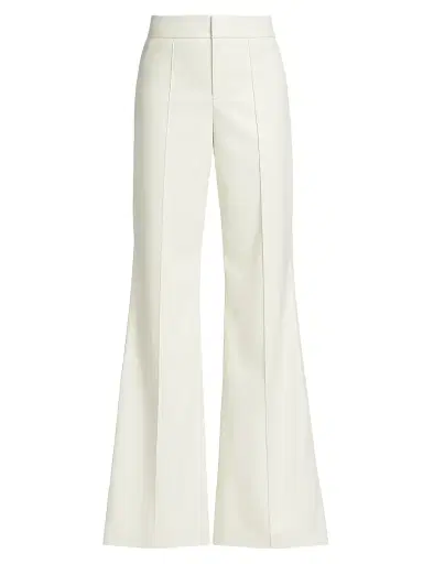 ALICE + OLIVIA Women's Dylan Faux Leather Flare Trousers - Ecru | Thumbnail 1 ALICE + OLIVIA Women's Dylan Faux Leather Flare Trousers - Ecru | Thumbnail 1