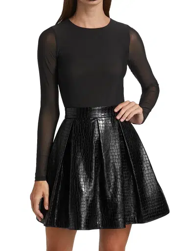 Alice + Olivia Women's Chara Faux Leather Party Dress | Thumbnail 3 Alice + Olivia Women's Chara Faux Leather Party Dress | Thumbnail 3