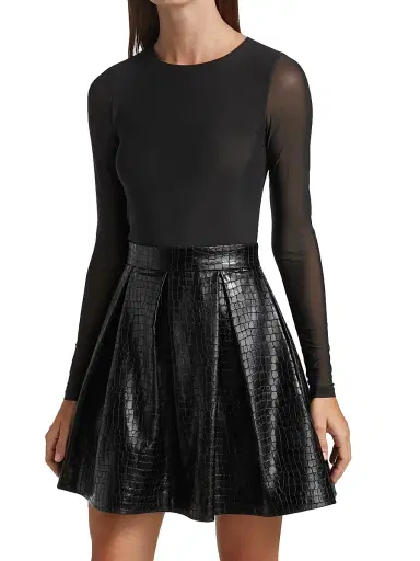 Alice + Olivia Women's Chara Faux Leather Party Dress | Thumbnail 4 Alice + Olivia Women's Chara Faux Leather Party Dress | Thumbnail 4