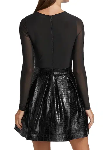 Alice + Olivia Women's Chara Faux Leather Party Dress | Thumbnail 5 Alice + Olivia Women's Chara Faux Leather Party Dress | Thumbnail 5