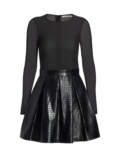 Alice + Olivia Women's Chara Faux Leather Party Dress | Thumbnail 1 Alice + Olivia Women's Chara Faux Leather Party Dress | Thumbnail 1