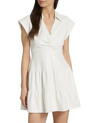 ALICE + OLIVIA Women's Mila Faux-Leather Minidress - Off White | Thumbnail 3 ALICE + OLIVIA Women's Mila Faux-Leather Minidress - Off White | Thumbnail 3