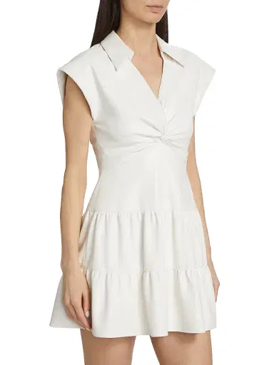 ALICE + OLIVIA Women's Mila Faux-Leather Minidress - Off White | Thumbnail 4 ALICE + OLIVIA Women's Mila Faux-Leather Minidress - Off White | Thumbnail 4