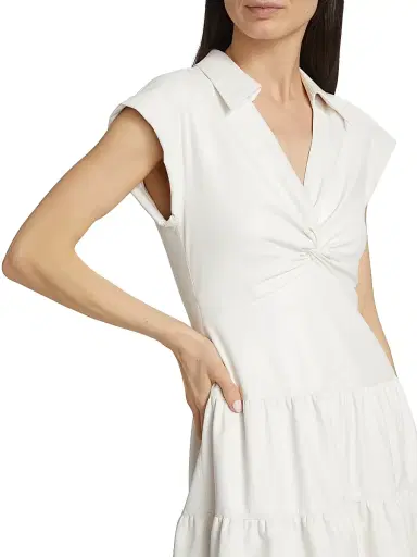ALICE + OLIVIA Women's Mila Faux-Leather Minidress - Off White | Thumbnail 6 ALICE + OLIVIA Women's Mila Faux-Leather Minidress - Off White | Thumbnail 6