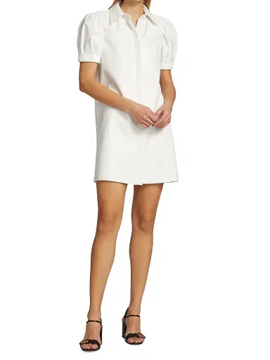 ALICE + OLIVIA Women's Jem Faux Leather Shirtdress - Off White | Thumbnail 2 ALICE + OLIVIA Women's Jem Faux Leather Shirtdress - Off White | Thumbnail 2