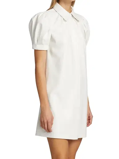 ALICE + OLIVIA Women's Jem Faux Leather Shirtdress - Off White | Thumbnail 4 ALICE + OLIVIA Women's Jem Faux Leather Shirtdress - Off White | Thumbnail 4