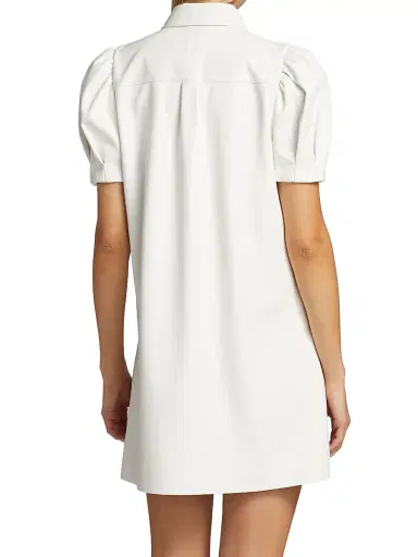 ALICE + OLIVIA Women's Jem Faux Leather Shirtdress - Off White | Thumbnail 5 ALICE + OLIVIA Women's Jem Faux Leather Shirtdress - Off White | Thumbnail 5