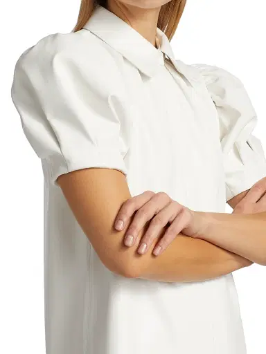 ALICE + OLIVIA Women's Jem Faux Leather Shirtdress - Off White | Thumbnail 6 ALICE + OLIVIA Women's Jem Faux Leather Shirtdress - Off White | Thumbnail 6