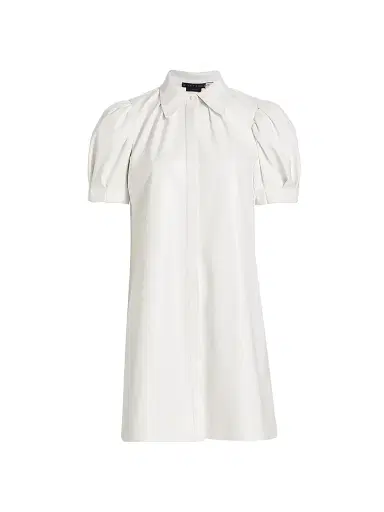 ALICE + OLIVIA Women's Jem Faux Leather Shirtdress - Off White | Thumbnail 1 ALICE + OLIVIA Women's Jem Faux Leather Shirtdress - Off White | Thumbnail 1