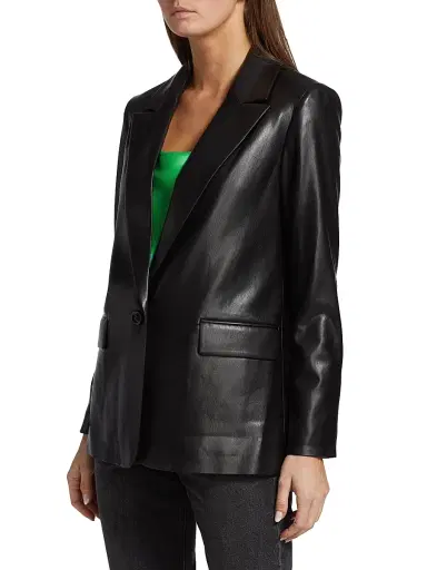 Alice + Olivia Women's Denny Faux Leather Blazer - Black | Thumbnail 4 Alice + Olivia Women's Denny Faux Leather Blazer - Black | Thumbnail 4