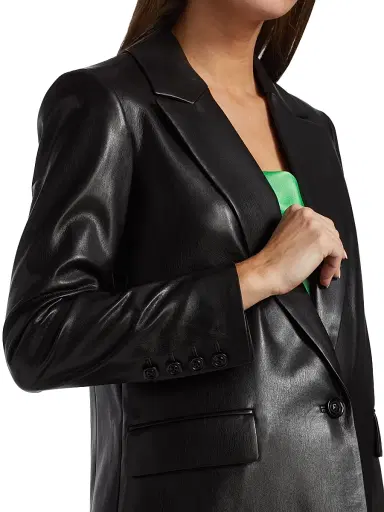 Alice + Olivia Women's Denny Faux Leather Blazer - Black | Thumbnail 6 Alice + Olivia Women's Denny Faux Leather Blazer - Black | Thumbnail 6